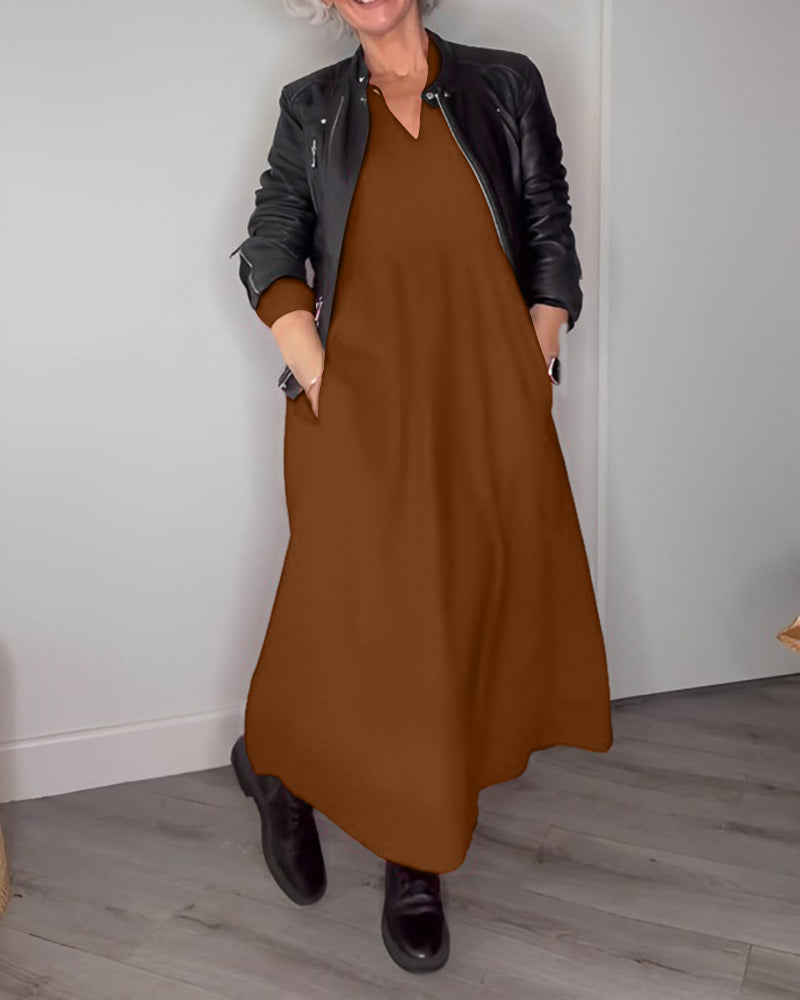 Allyana | Elegant long dress with V-neck