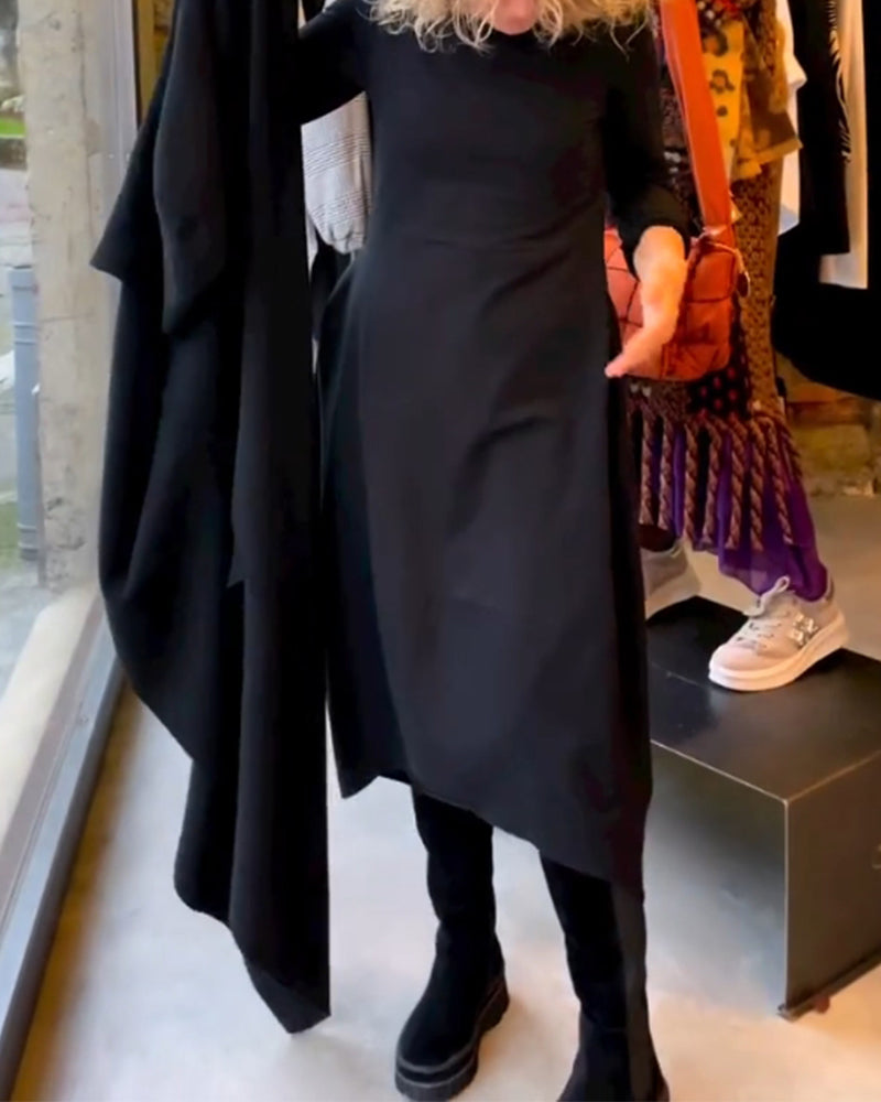 Gerrie | Black midi dress with pockets