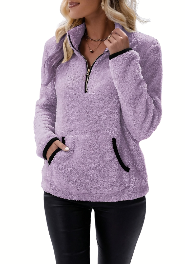 Jocelyne | Fleece sweater with half zipper