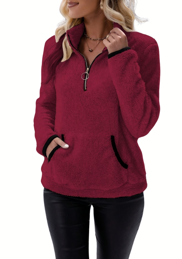 Jocelyne | Fleece sweater with half zipper