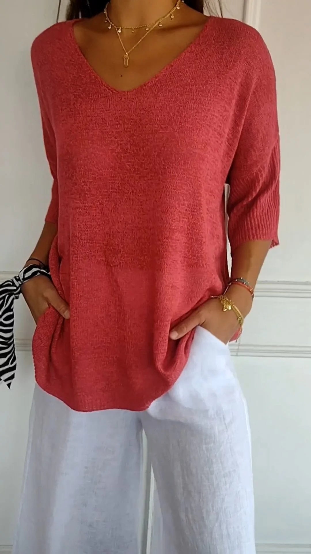 Zenaida | Knit Top with V-neck