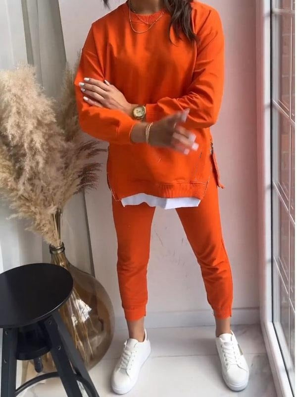 Philomena | Two-piece sweatshirt and trouser set made from imitation patchwork