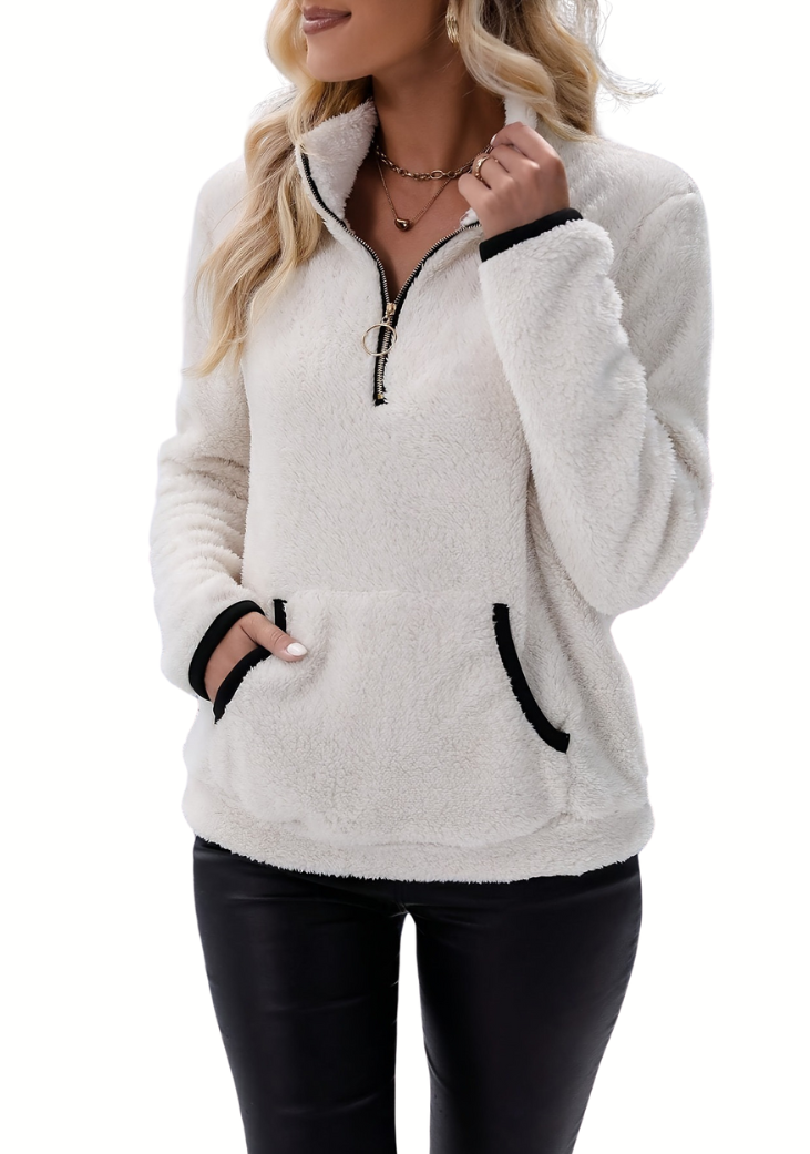 Jocelyne | Fleece sweater with half zipper