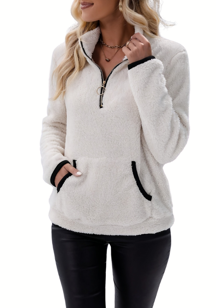 Jocelyne | Fleece sweater with half zipper