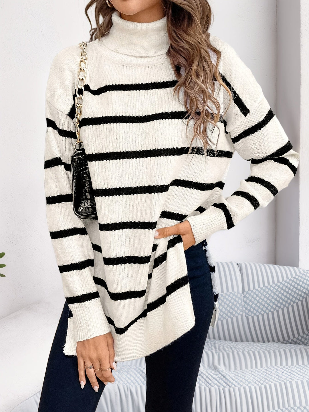Alaiza | Striped turtleneck sweater