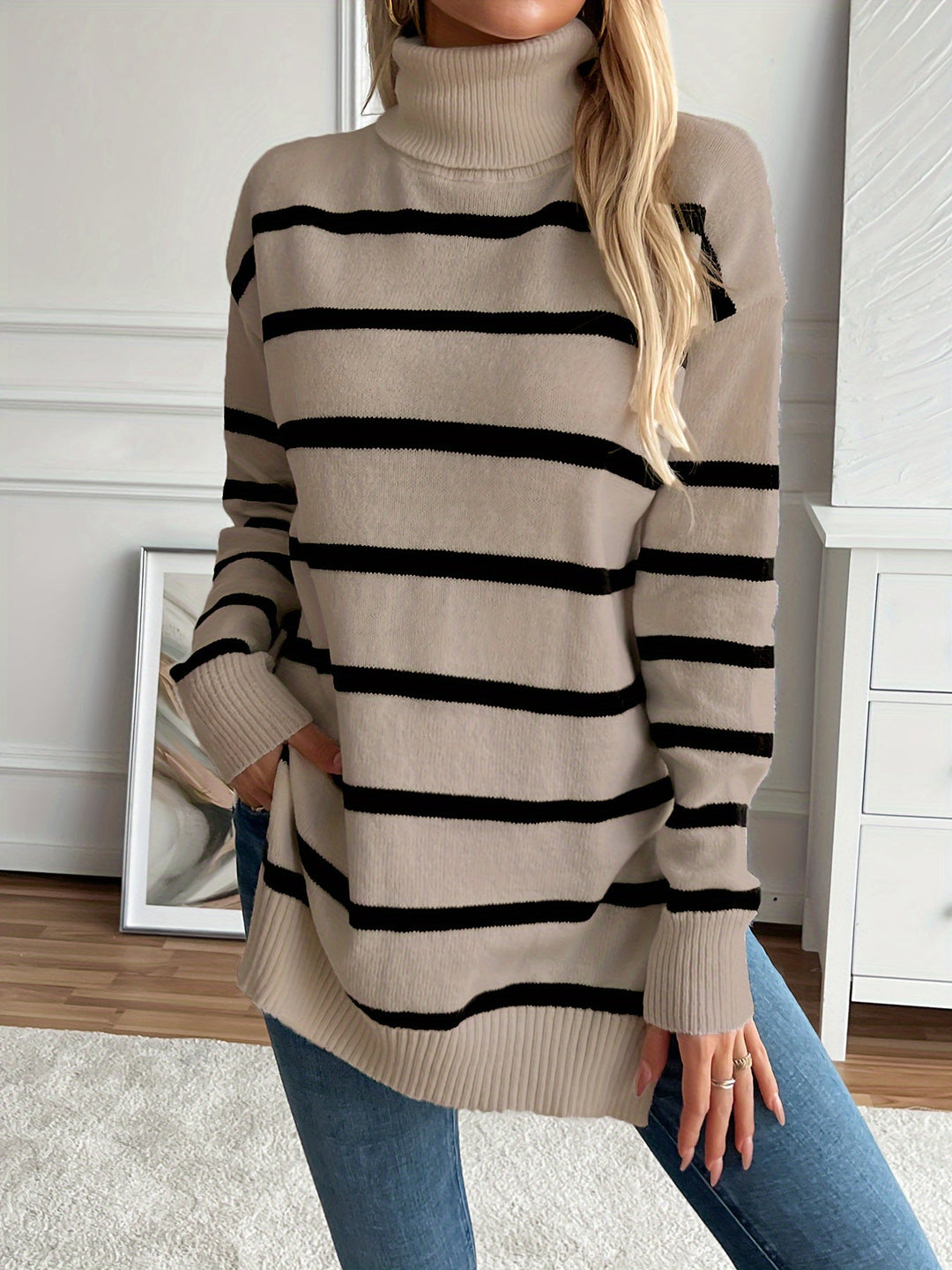 Alaiza | Striped turtleneck sweater