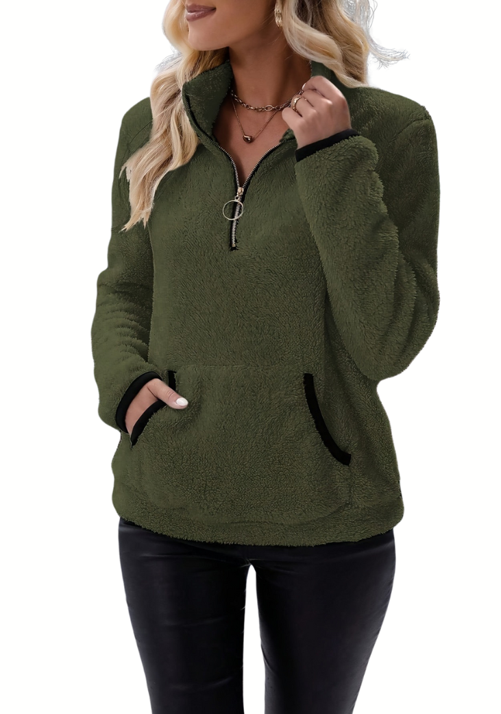 Jocelyne | Fleece sweater with half zipper