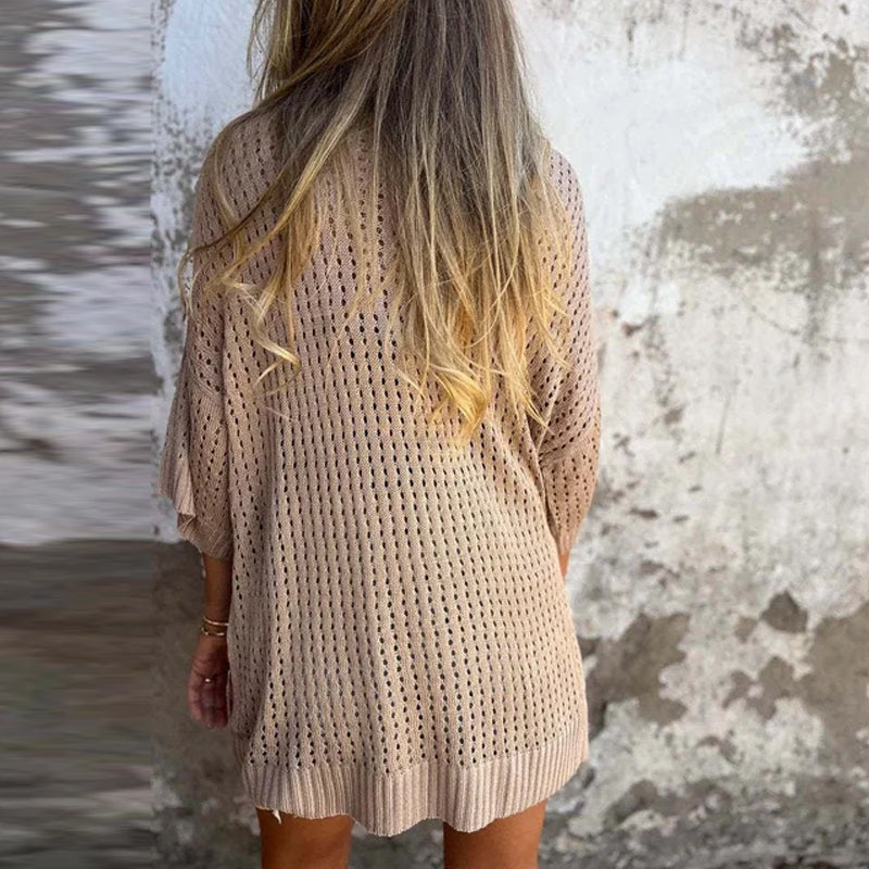 Svenja | Hollow knit top with V-neckline