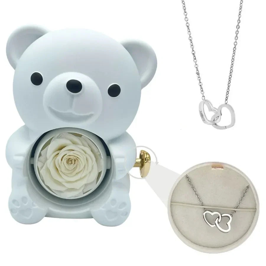 Gerda | Eternal Bear - With Engraved Necklace And Real Rose