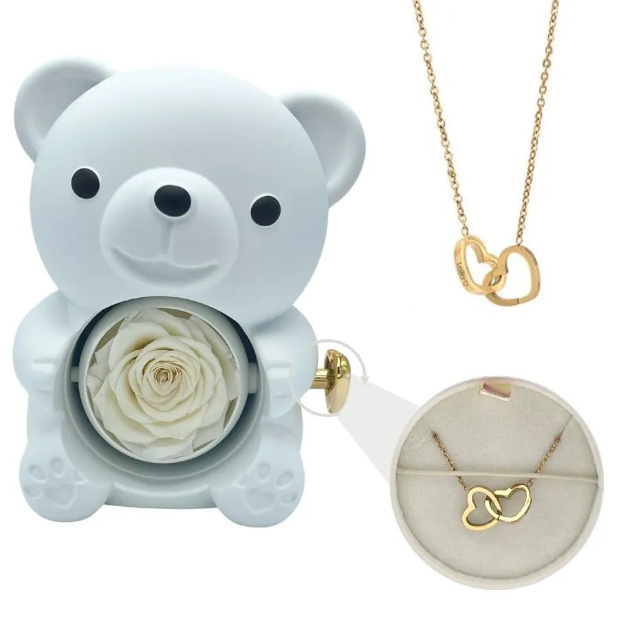 Gerda | Eternal Bear - With Engraved Necklace And Real Rose