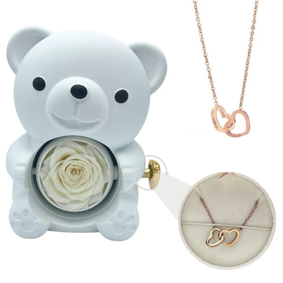 Gerda | Eternal Bear - With Engraved Necklace And Real Rose