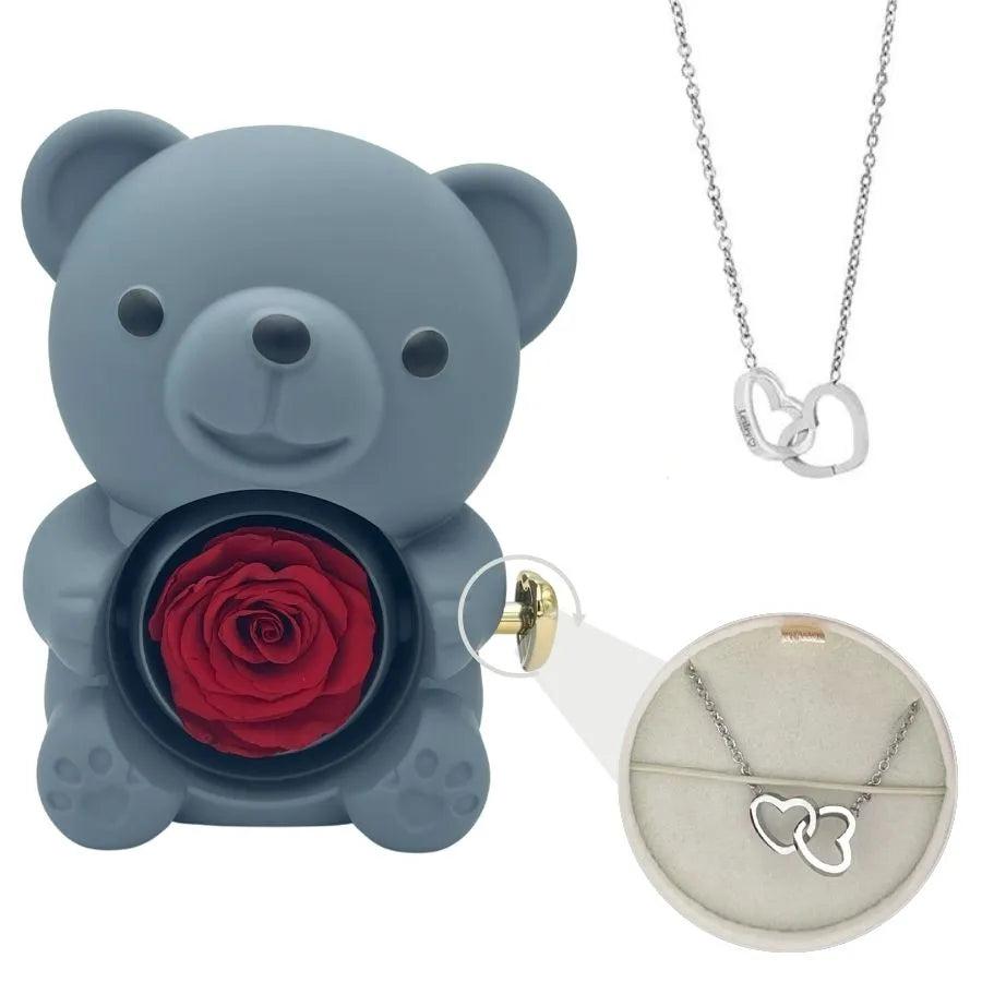Gerda | Eternal Bear - With Engraved Necklace And Real Rose