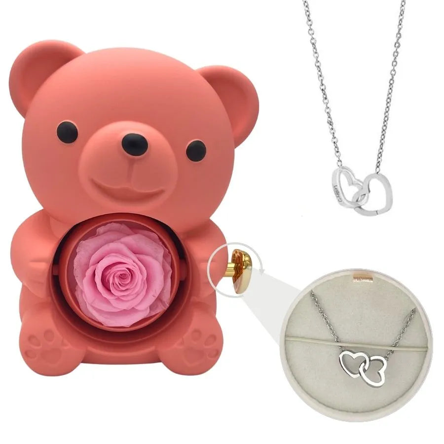 Gerda | Eternal Bear - With Engraved Necklace And Real Rose