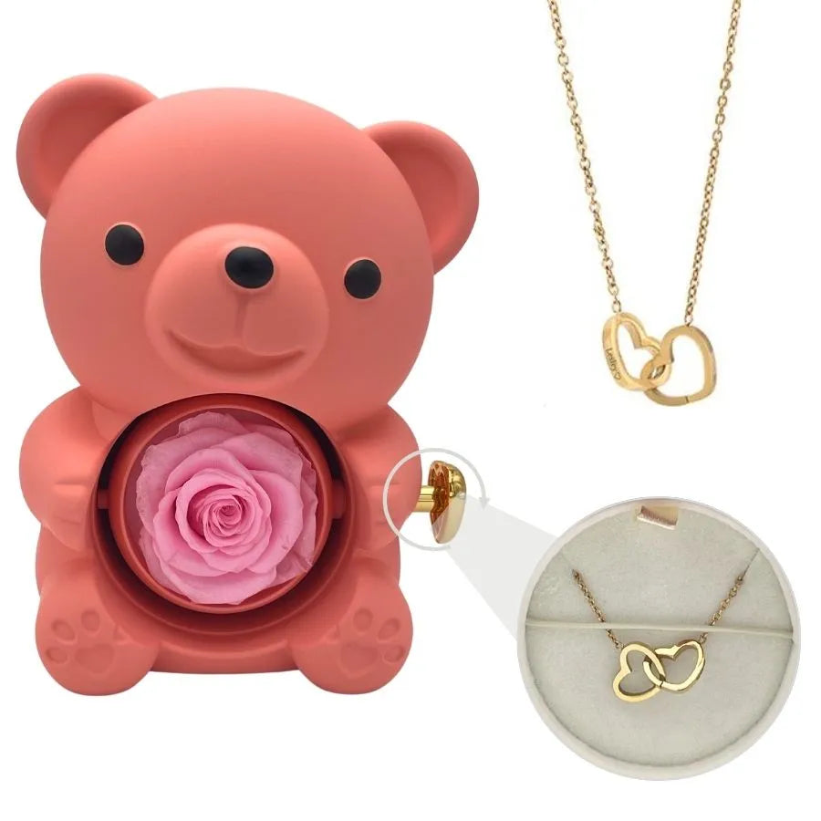 Gerda | Eternal Bear - With Engraved Necklace And Real Rose