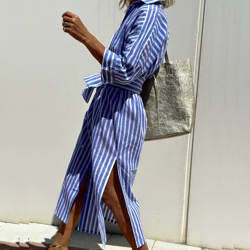 Minna | Elegant striped shirt dress