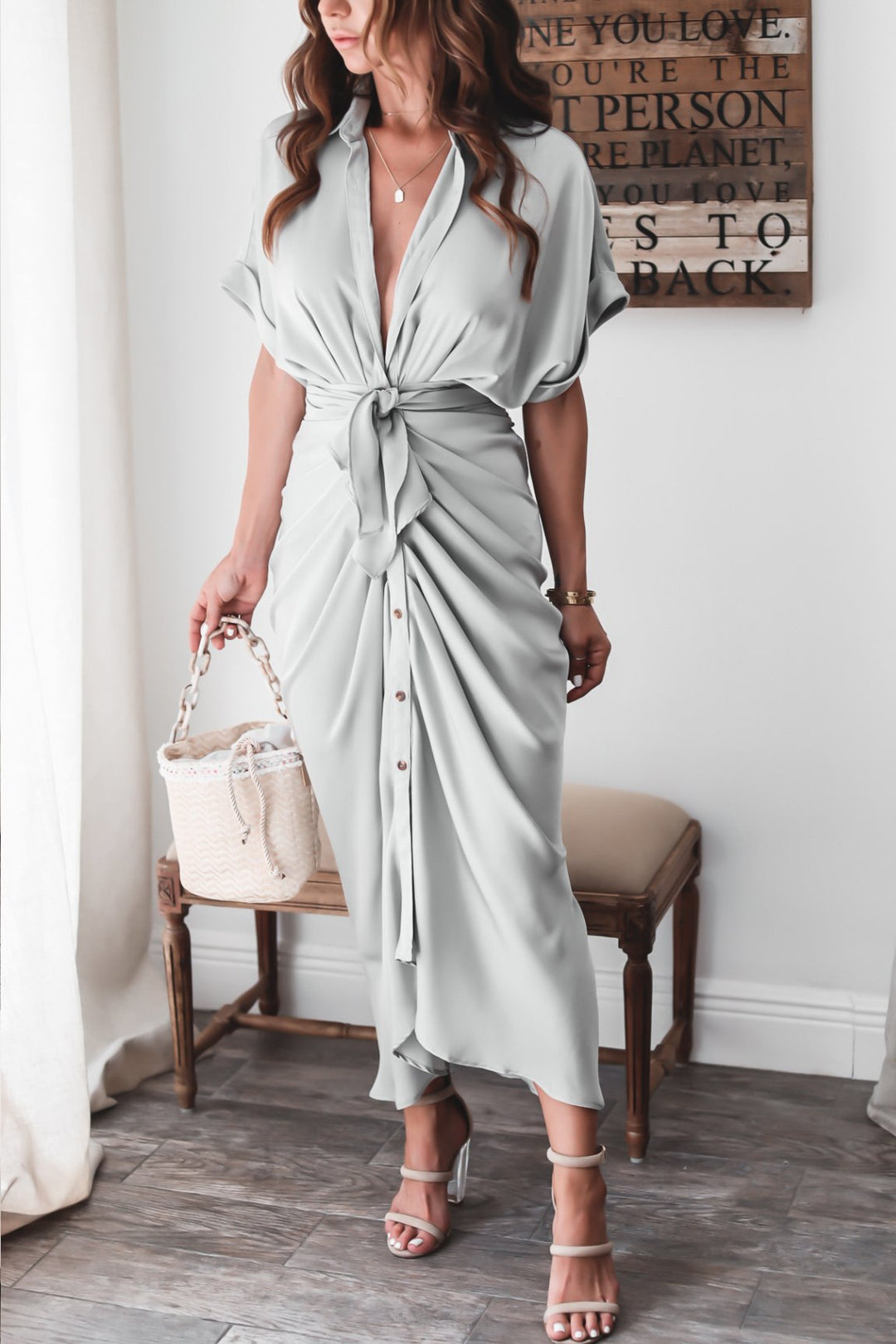 Xanthe | Long dress with button closure