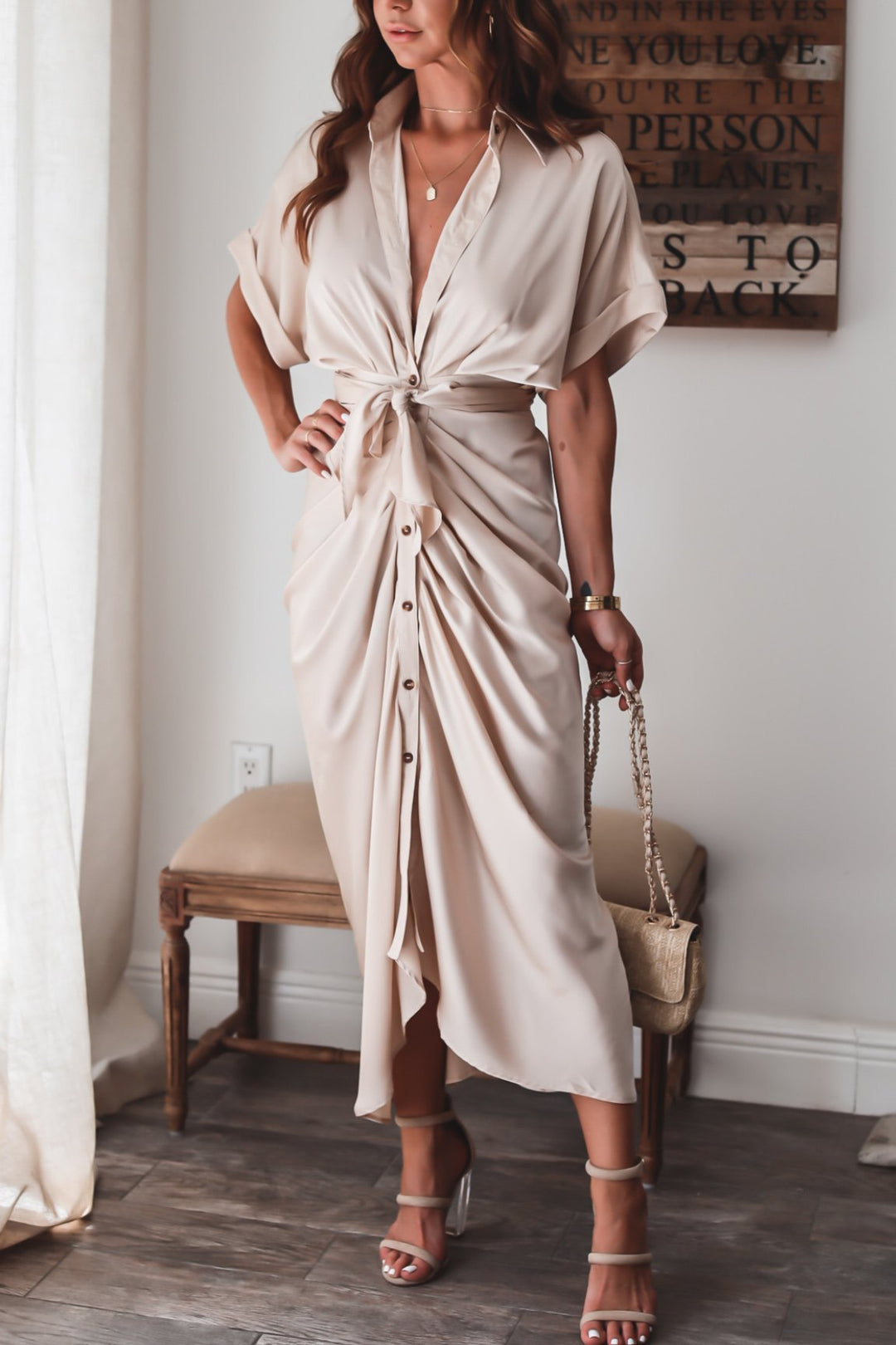 Xanthe | Long dress with button closure