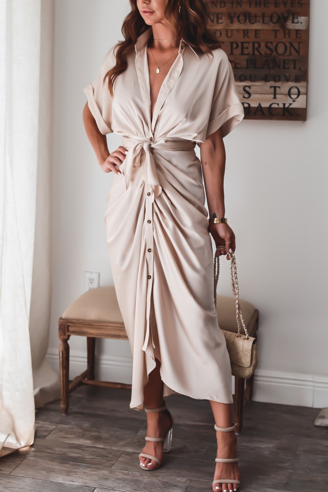 Xanthe | Long dress with button closure