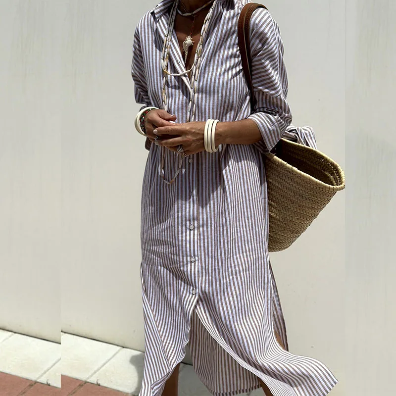Minna | Elegant striped shirt dress