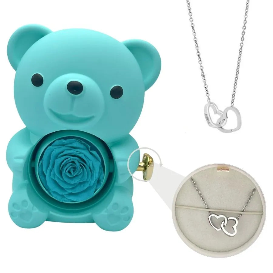 Gerda | Eternal Bear - With Engraved Necklace And Real Rose