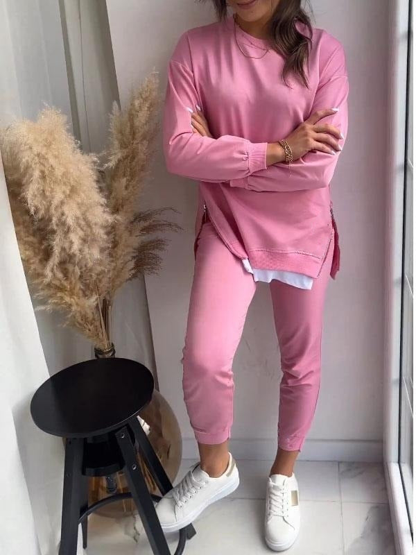 Philomena | Two-piece sweatshirt and trouser set made from imitation patchwork