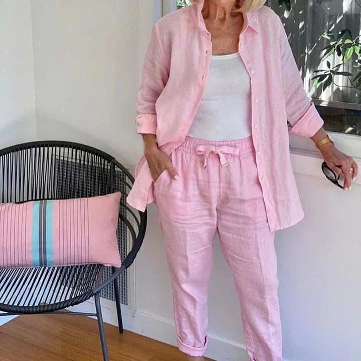 Maike| Cotton and linen blouse and trousers