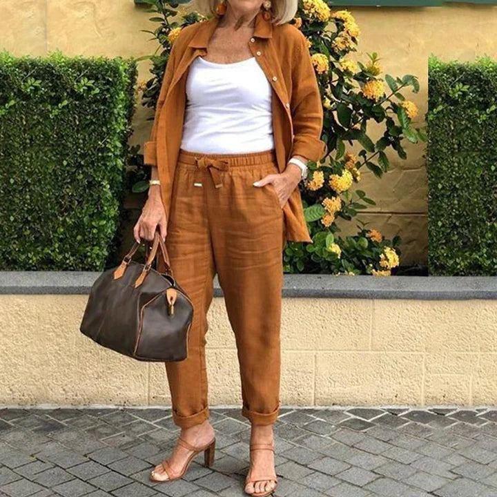 Maike| Cotton and linen blouse and trousers