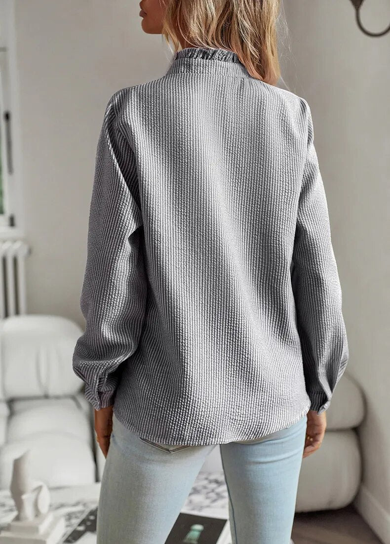 Isabell | Elegant Long Sleeve Blouse With Cuff Collar Designed