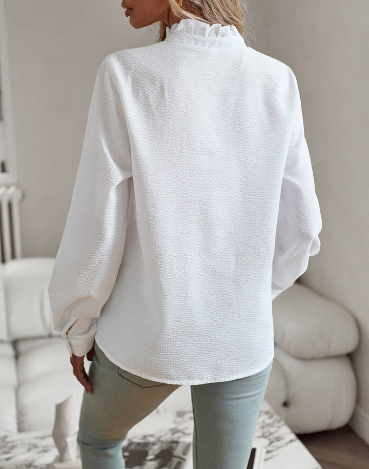 Isabell | Elegant Long Sleeve Blouse With Cuff Collar Designed
