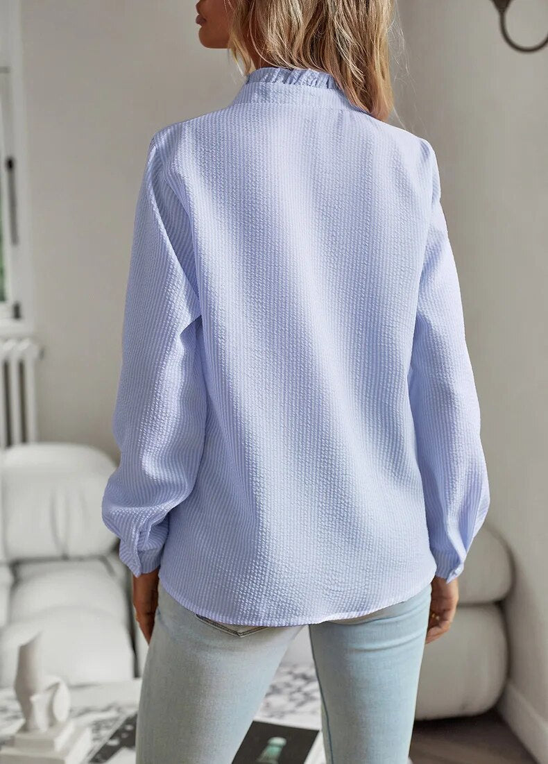 Isabell | Elegant Long Sleeve Blouse With Cuff Collar Designed