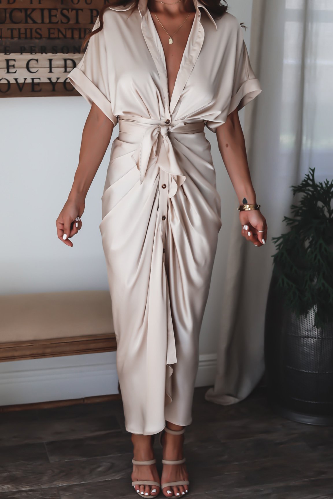 Xanthe | Long dress with button closure