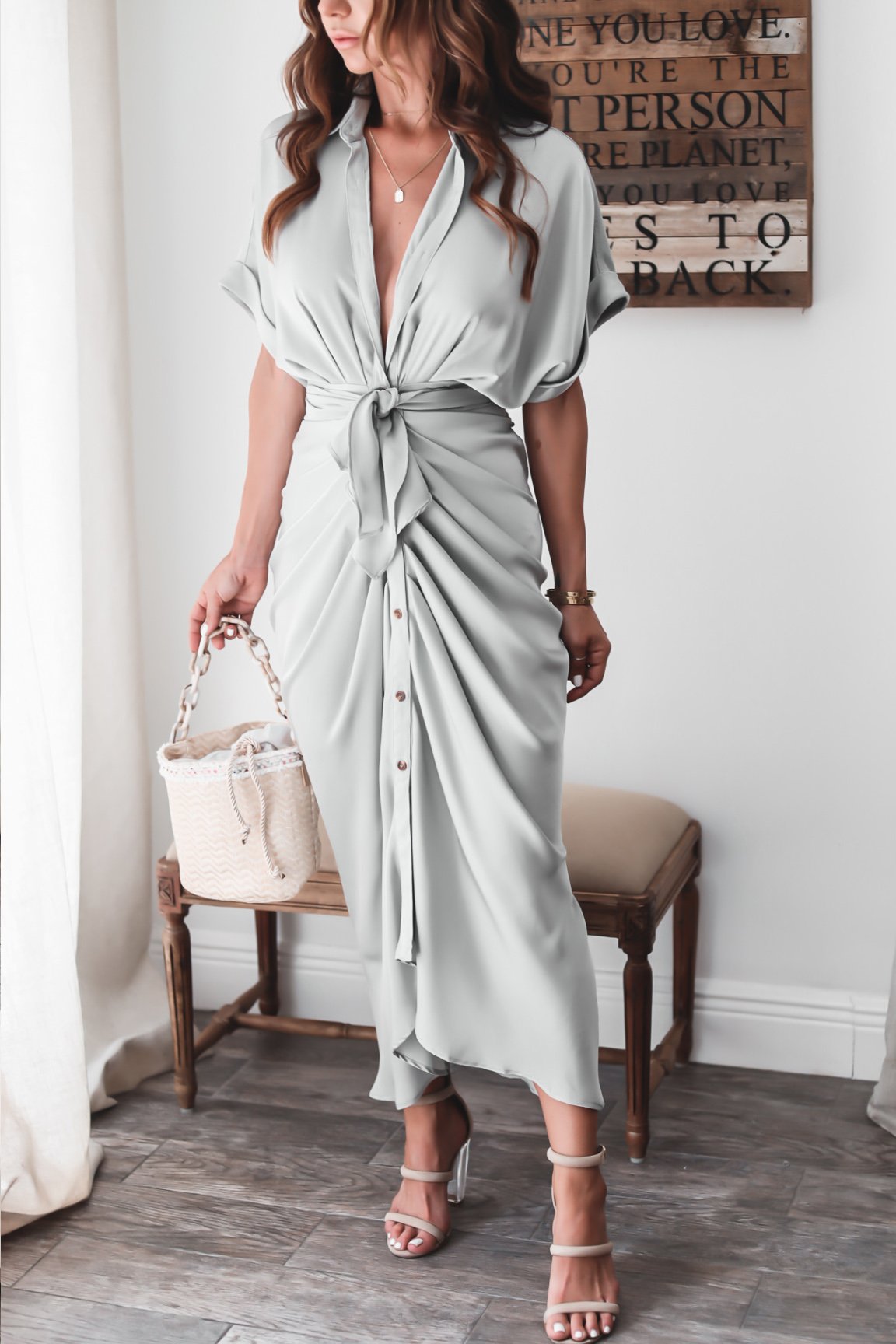 Xanthe | Long dress with button closure
