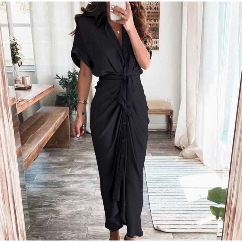 Xanthe | Long dress with button closure
