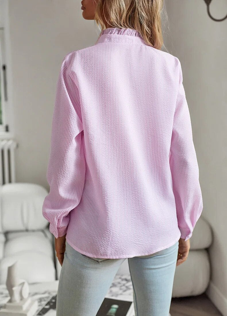 Isabell | Elegant Long Sleeve Blouse With Cuff Collar Designed