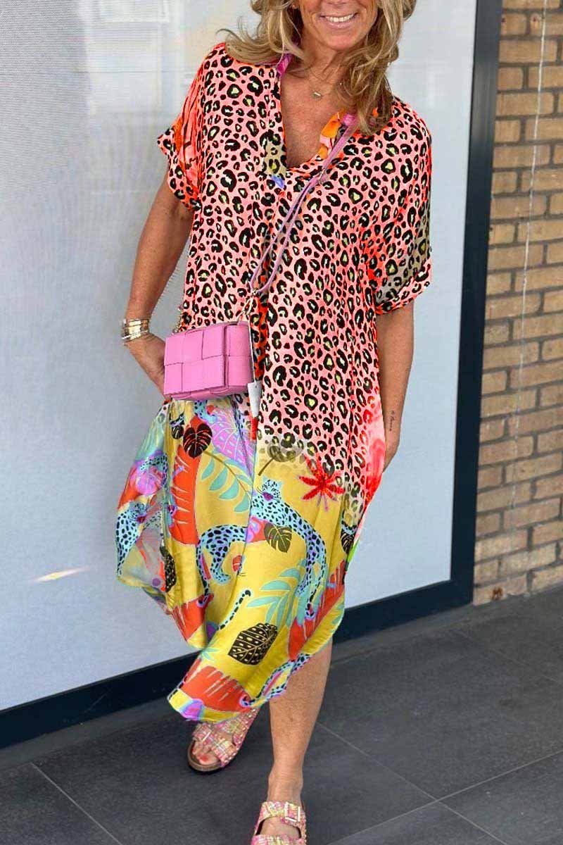 Trudi | Casual dress with leopard print and short sleeves