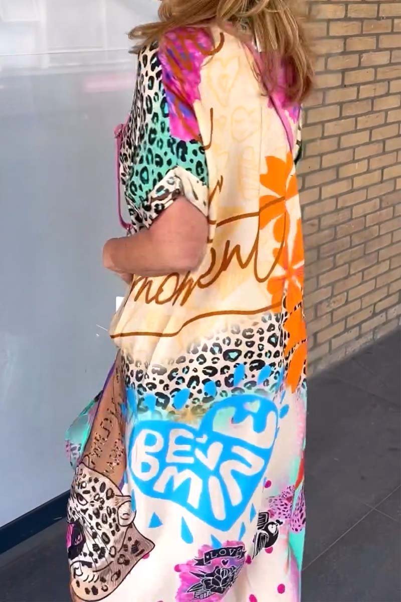 Trudi | Casual dress with leopard print and short sleeves