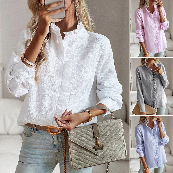 Isabell | Elegant Long Sleeve Blouse With Cuff Collar Designed