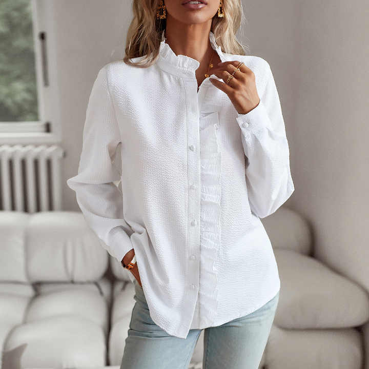 Isabell | Elegant Long Sleeve Blouse With Cuff Collar Designed